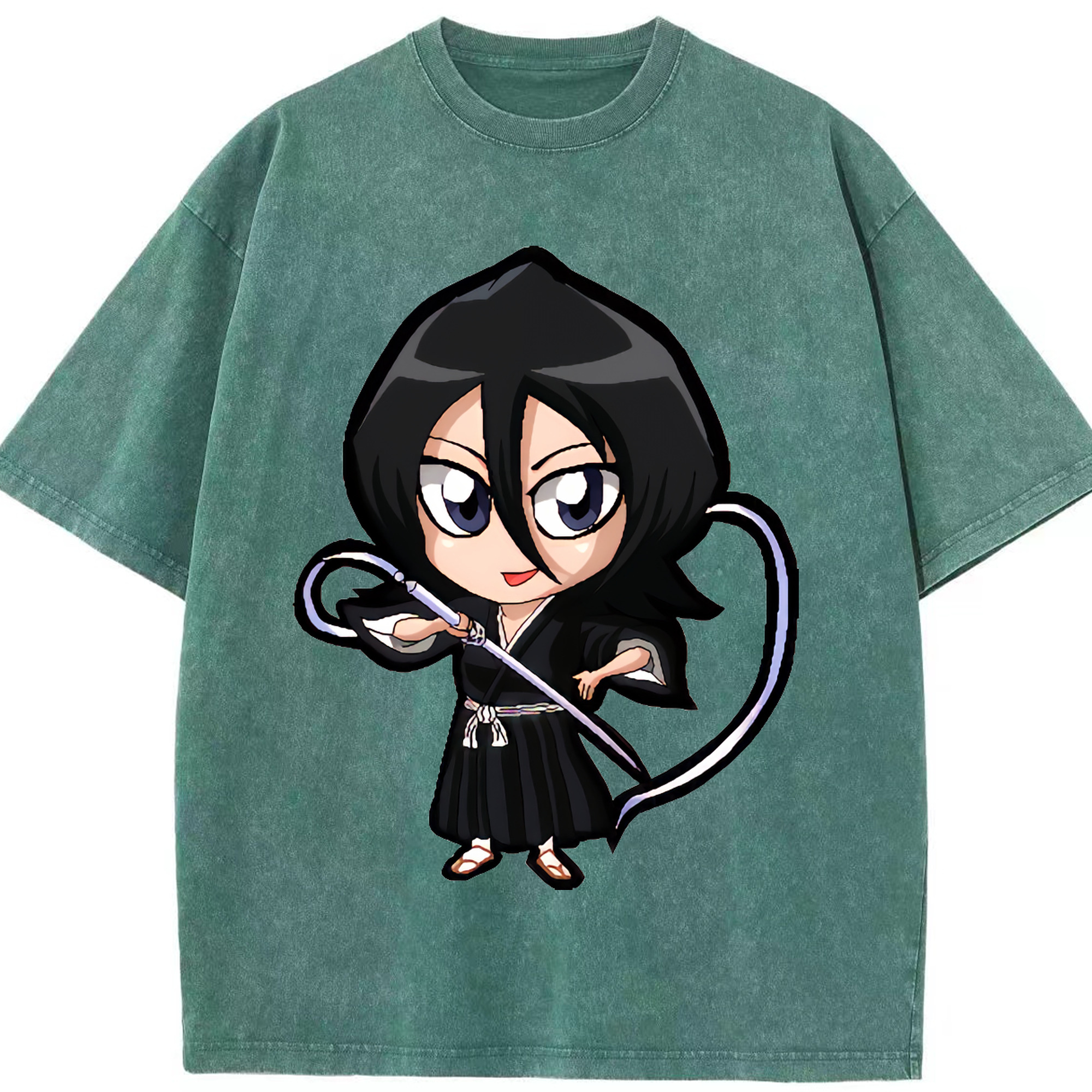 （画像用） ブリーチ 朽木ルキア BLEACH Kuchiki Rukia 綿100% ヴィンテージ風 半袖Tシャツ（フロントプリント）